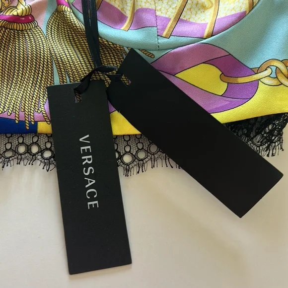 VERSACE TWILL Fan Printed Lace Bra sz IT 36/ US 0